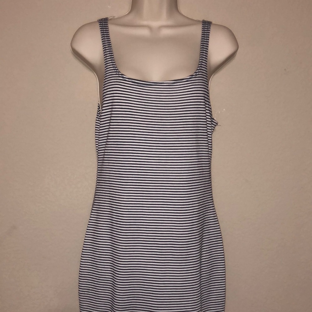 Zara navy and white Striped cotton tank dress.
